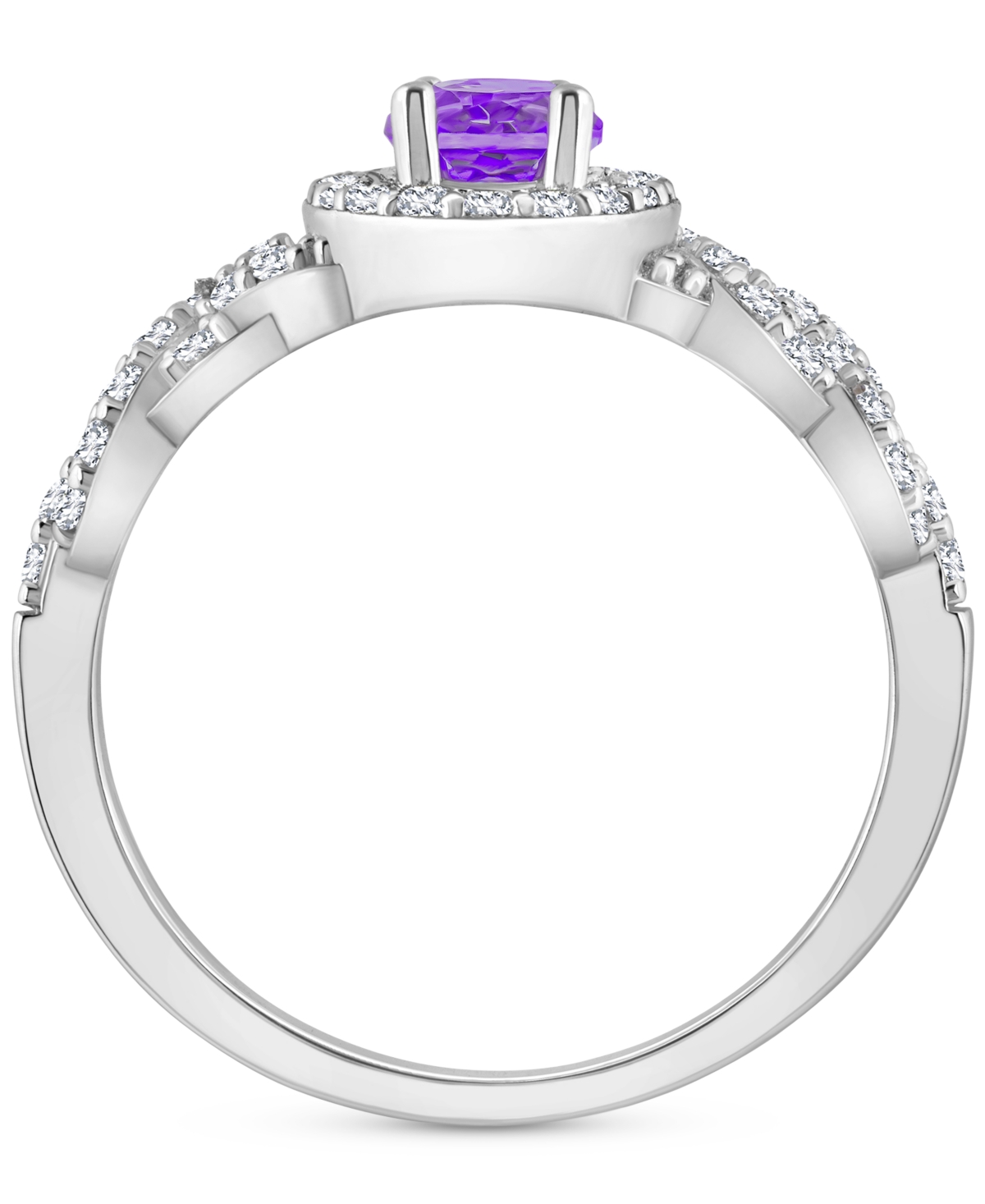 Rhodolite Garnett Blue Topaz (1 ct. t.w.) & White Topaz (1/2 ct. t.w.) Halo Braid Ring in Sterling Silver (Also in Citrine, Blue Topaz, & Pe