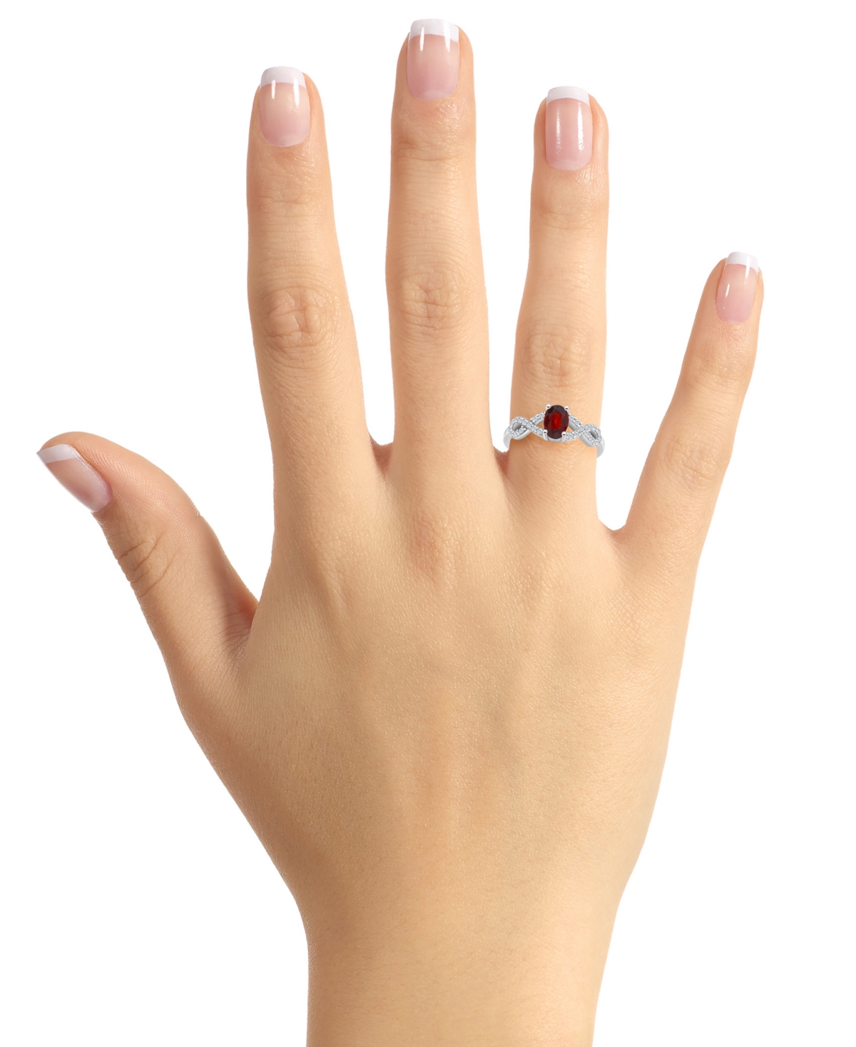 Rhodolite(1 ct. t.w.) & White Topaz (1/4 ct. t.w.) Twist Ring in Sterling Silver (Also in Citrine, Blue Topaz, Amethyst, & Periodt) - Garnet