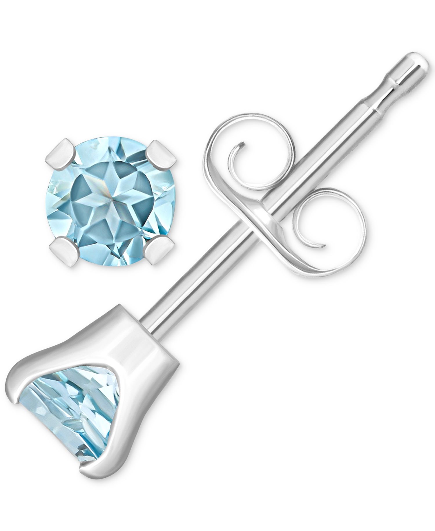 Aquamarine (1/5 ct. t.w.) Solitaire Stud Earrings in 14k Gold (Also in Sapphire, Emerald & Ruby)