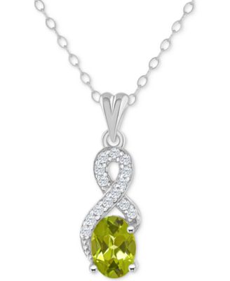 Rhodolite Garnet (1 ct. t.w.) & White Topaz (1/7 ct. t.w.) Looped 18" Pendant Necklace in Sterling Silver (Also in Citrine, Amethyst, Blue Topaz, & Peridot)