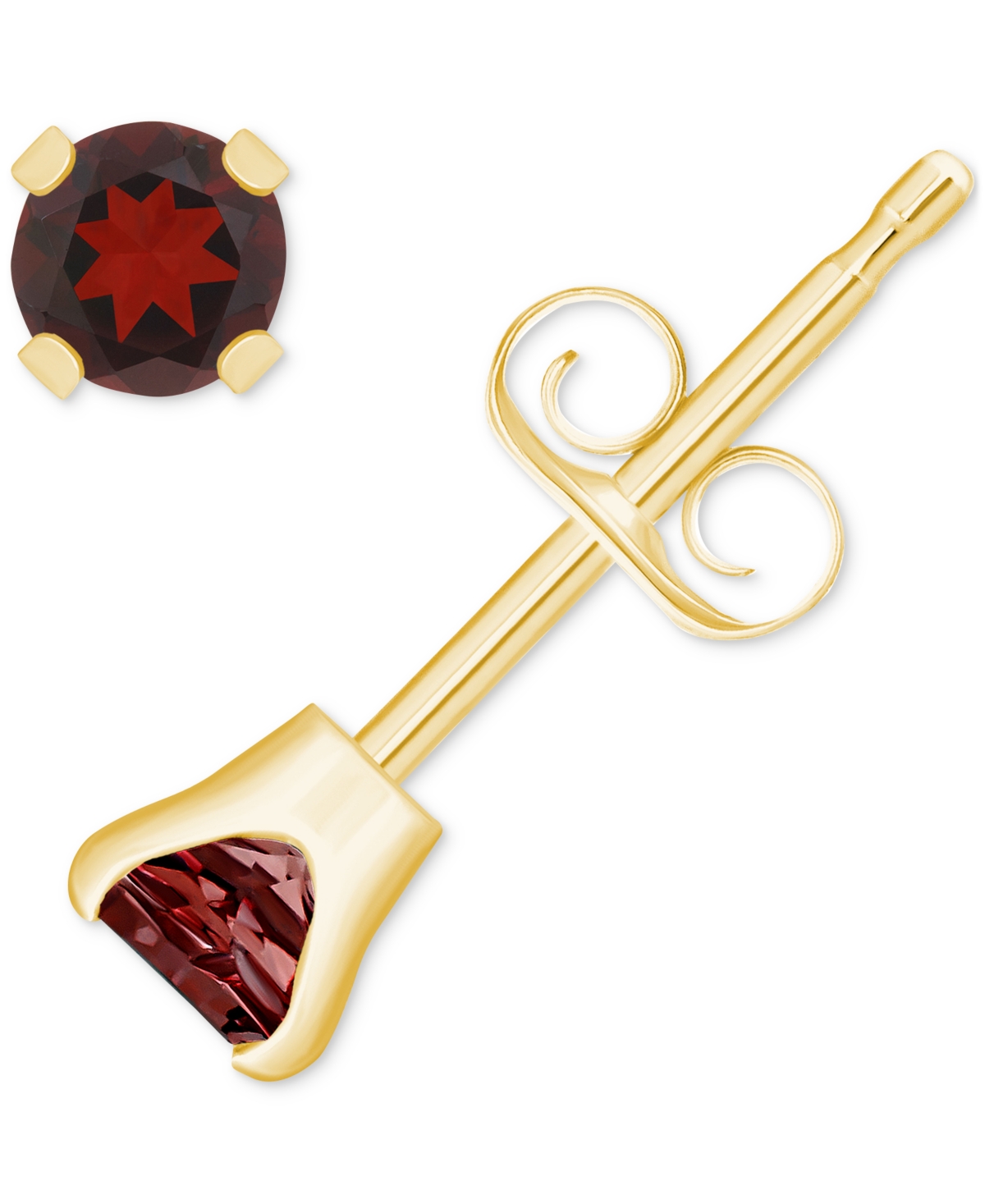 RhodoliteStud Earrings (1/4 ct. t.w.) in 14k White or Yellow Gold (Also in Citrine, Sky Blue Topaz, Peridot & Opal) - Garnet/Yellow Gold