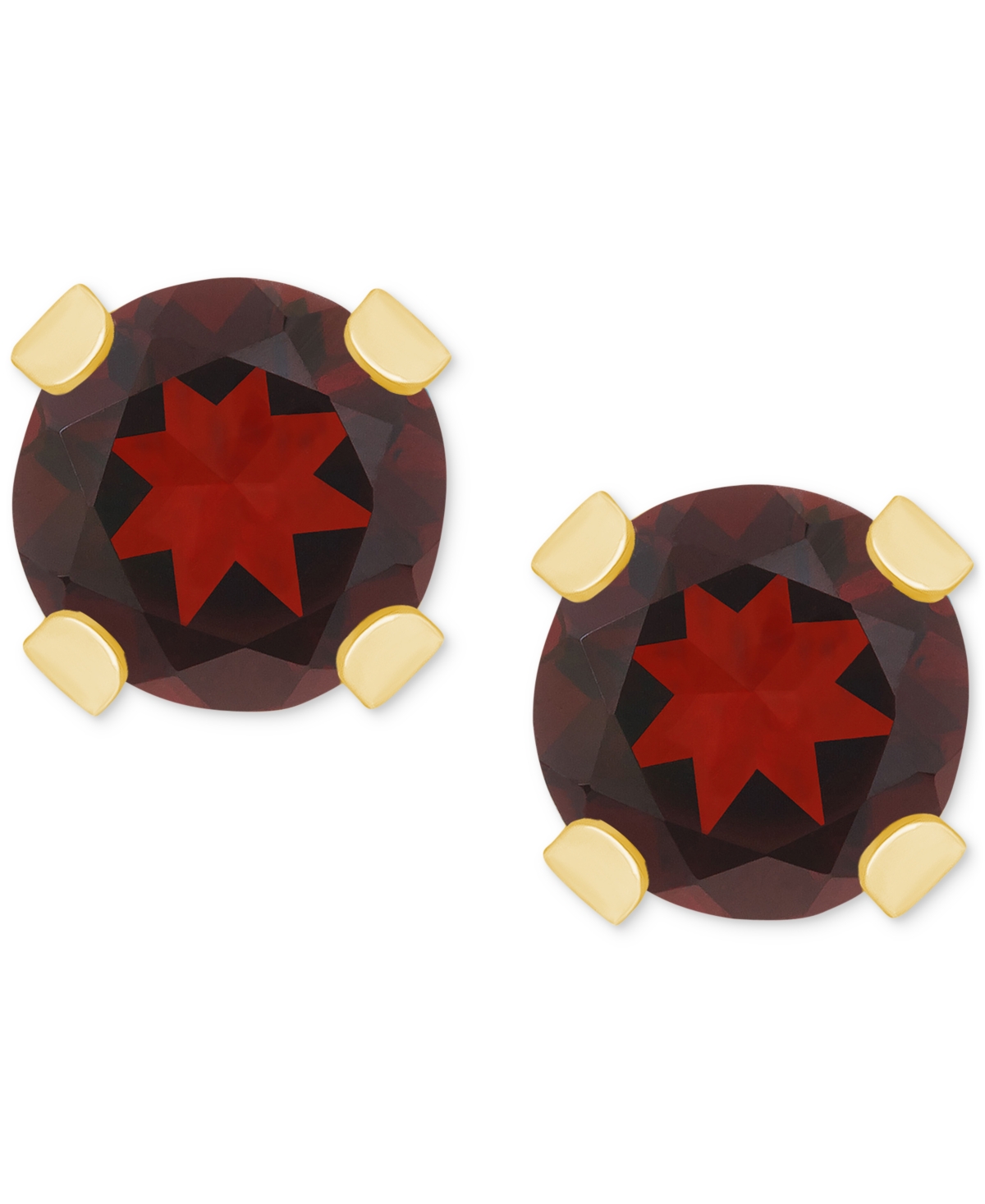 RhodoliteStud Earrings (1/4 ct. t.w.) in 14k White or Yellow Gold (Also in Citrine, Sky Blue Topaz, Peridot & Opal) - Garnet/Yellow Gold