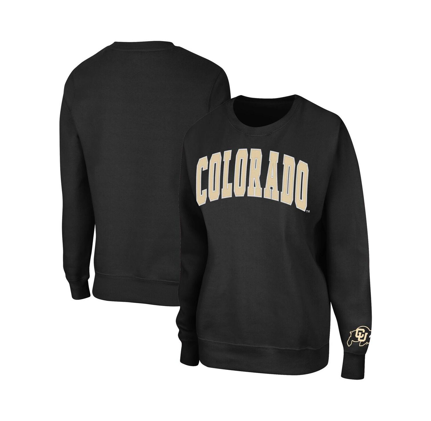 Women's Black Colorado Buffaloes Campanile Pullover Sweatshirt