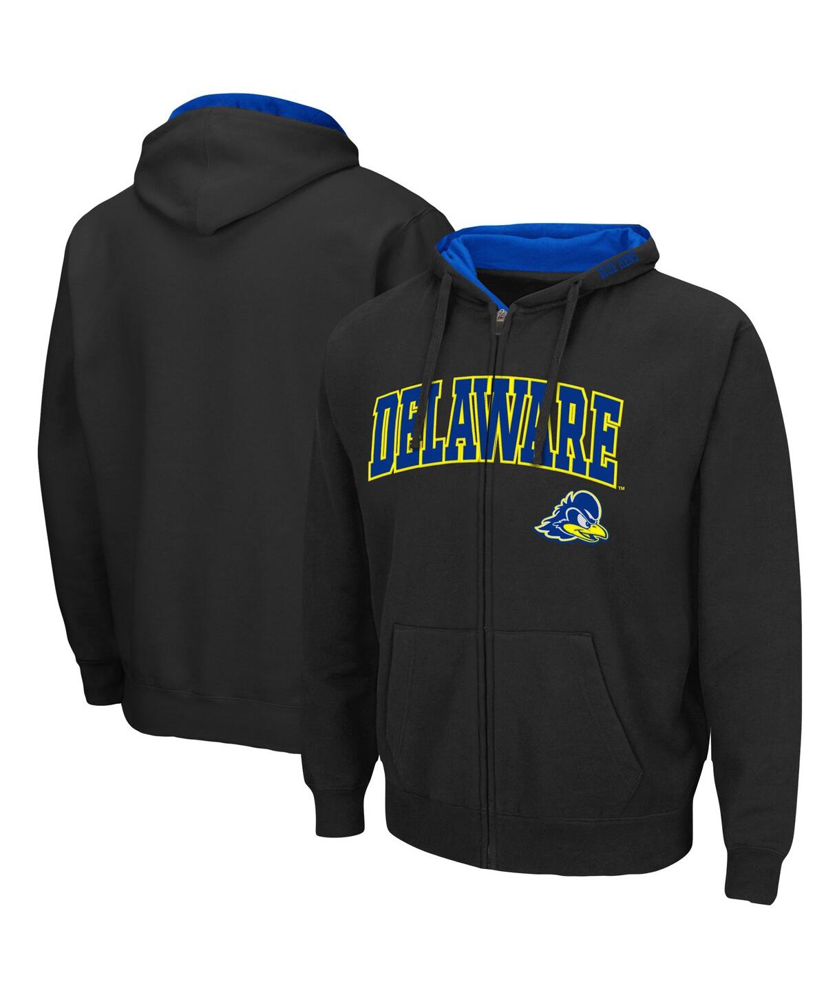 COLOSSEUM MEN'S BLACK DELAWARE FIGHTIN' BLUE HENS ARCH LOGO 3.0 FULL-ZIP HOODIE 
