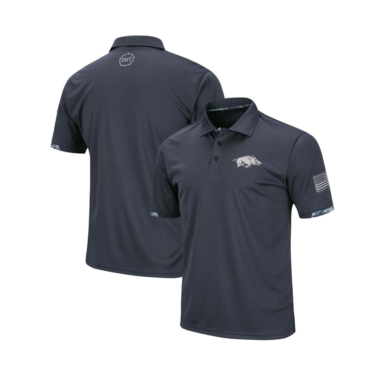 Men's Big and Tall Charcoal Arkansas Razorbacks OHT Military-Inspired Appreciation Digital Camo Polo Shirt