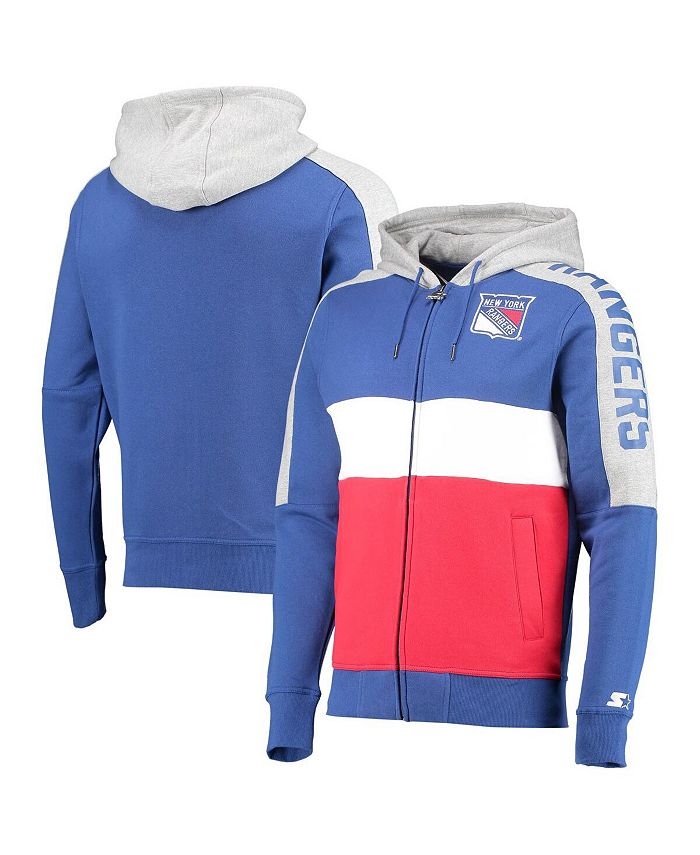Starter Men's Blue, Red New York Rangers Playoffs Color Block FullZip Hoodie Macy's