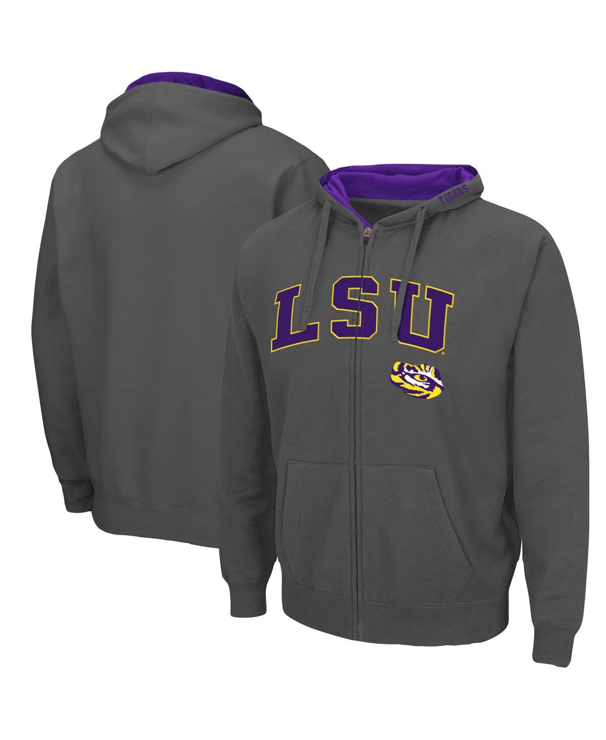 Colosseum Men's Lsu Tigers Arch Logo 3.0 Full-zip Hoodie In Charcoal
