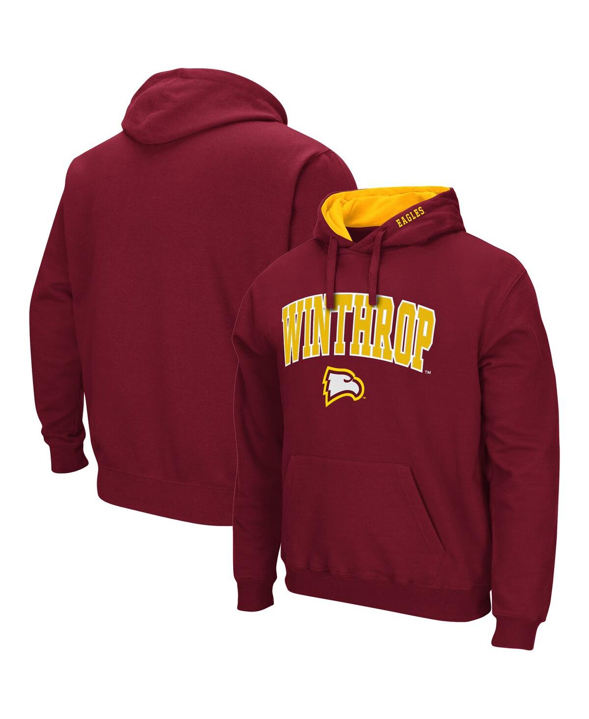 COLOSSEUM MEN'S RED WINTHROP EAGLES ARCH AND LOGO PULLOVER HOODIE
