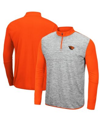 Men's Heathered Gray, Orange Oregon State Beavers Prospect Quarter-Zip Jacket