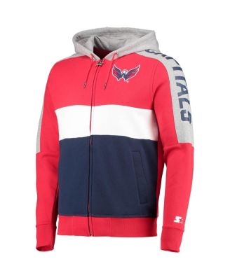 Men's Red, Navy Washington Capitals Playoffs Color Block Full-Zip Hoodie