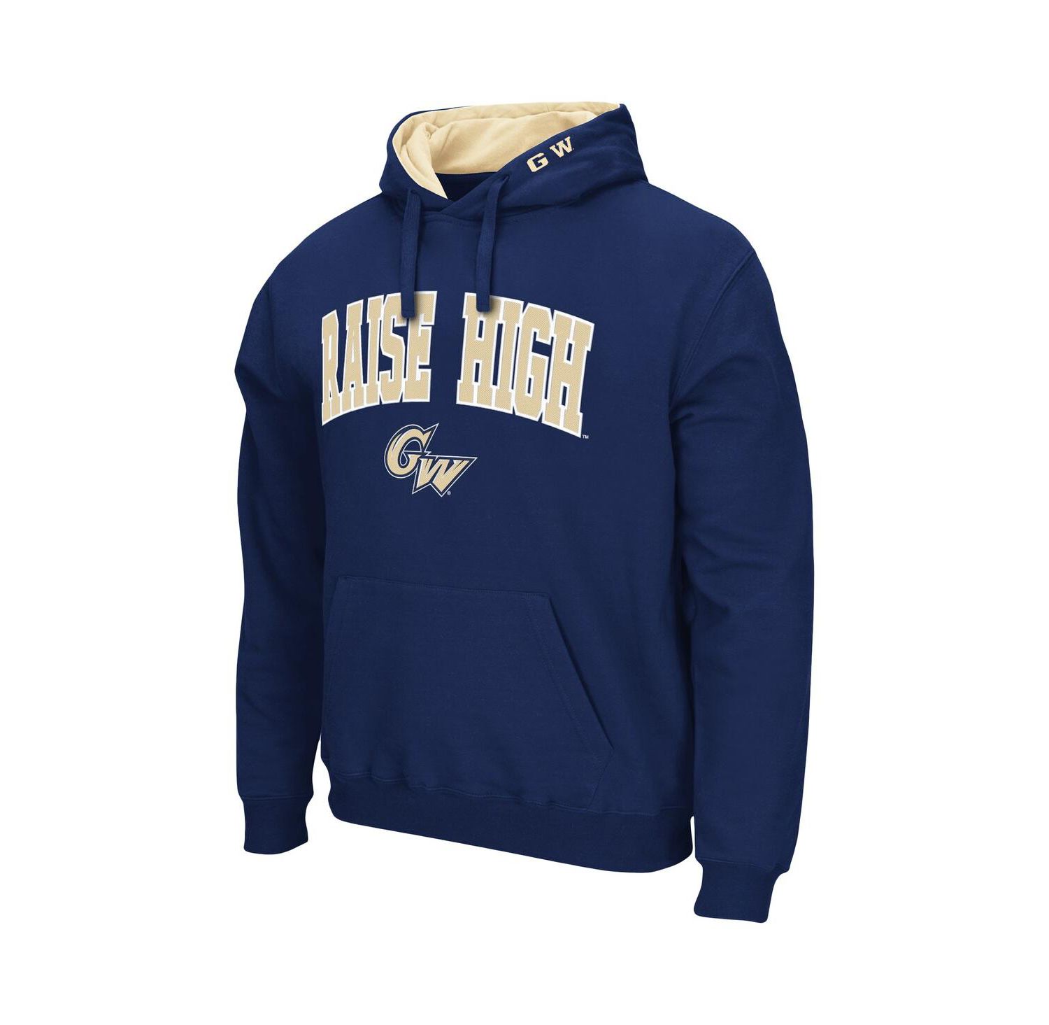 Men's Navy Gw Colonials Arch and Logo Pullover Hoodie