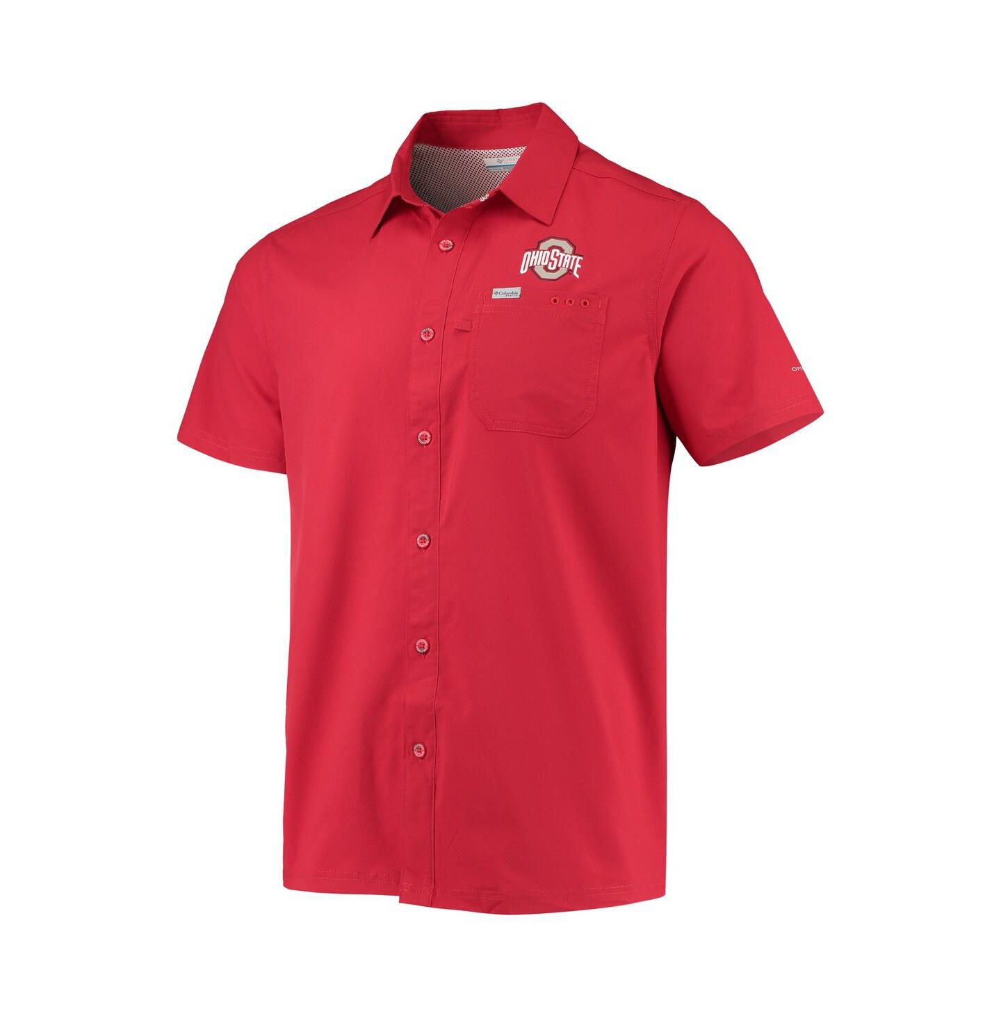 Мужская рубашка Columbia Scarlet Ohio State Buckeyes Slack Tide Camp Button-Up — фото 3