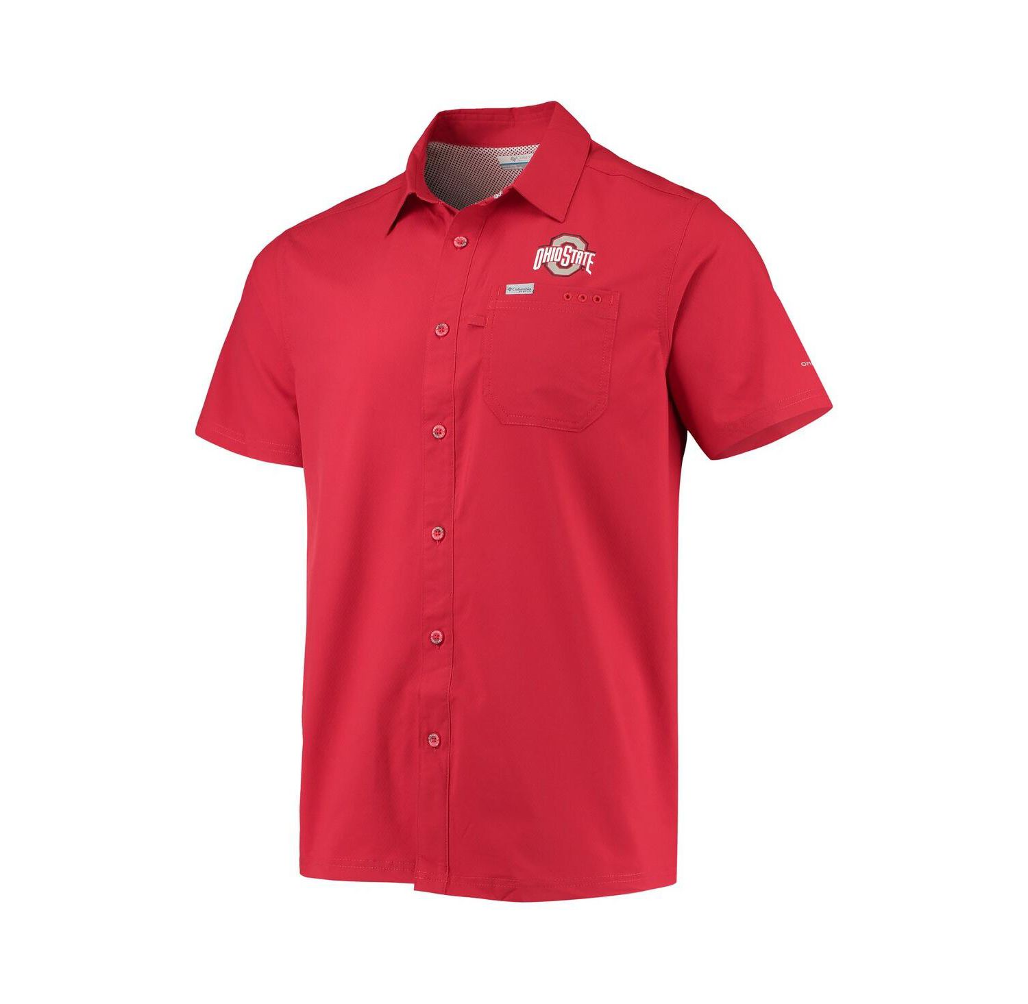 Men's Scarlet Ohio State Buckeyes Slack Tide Camp Button-Up Shirt