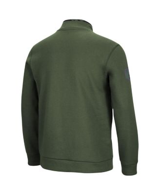 Men's Olive Northwestern Wildcats OHT Military-Inspired Appreciation Digital Camo Quarter-Snap Jacket