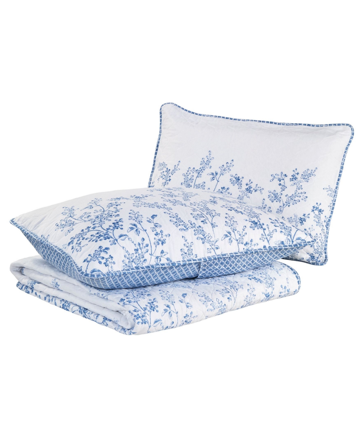 Laura Ashley Flora Cotton Reversible 3 Piece Quilt Set