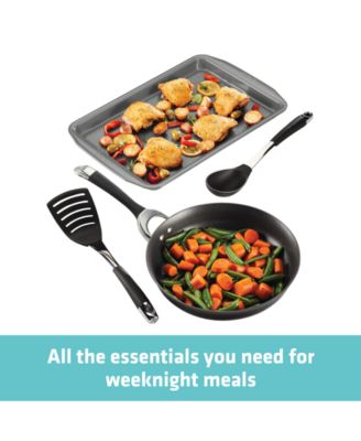 Symmetry Hard-Anodized Nonstick Weeknight Cookware Induction Pots and Pans Set, 4-Piece, Black