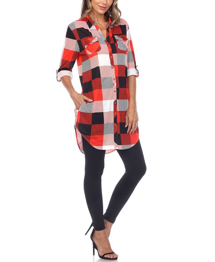 White Mark Women's Plaid Tunic Shirt & Reviews Tops Women Macy's