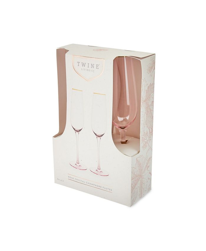 Garden Party: Rose Crystal Champagne Flute Set | Twine