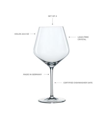 Style Burgundy Wine Glasses, Set of 4, 22.6 Oz