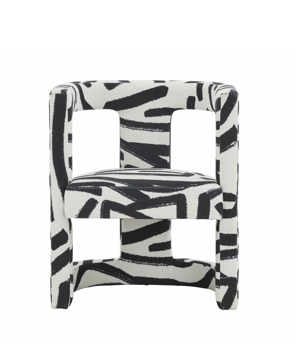 Tov Furniture Ada Velvet Chair In Black Brushstroke Pattern In Black And White
