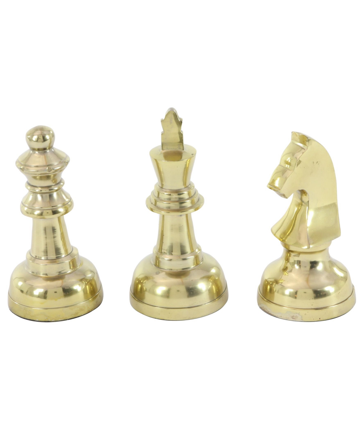 Rosemary Lane Large Metallic Decorative Chess Piece Sculptures Table Decor, Set Of 3 In Gold-tone