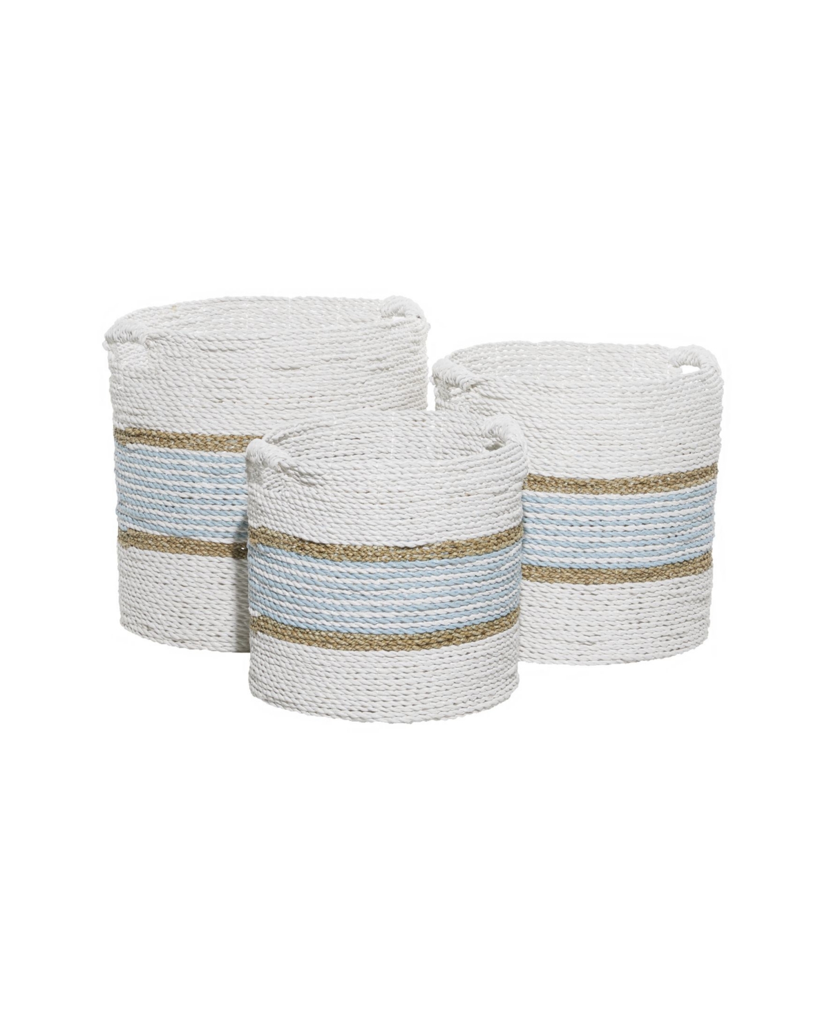 Rosemary Lane Wood Coastal Storage Basket, Set Of 3 In White