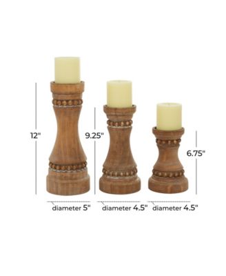 Wood Natural Candle Holder, Set of 3