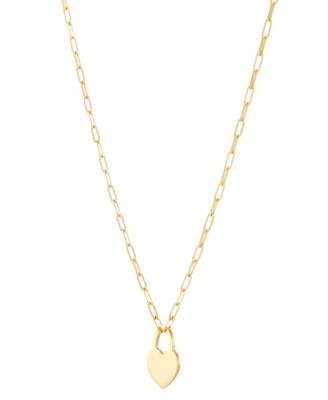 Heart Padlock Paperclip Link 18" Pendant Necklace in 18k Gold-Plated Sterling Silver (Also in Sterling Silver)