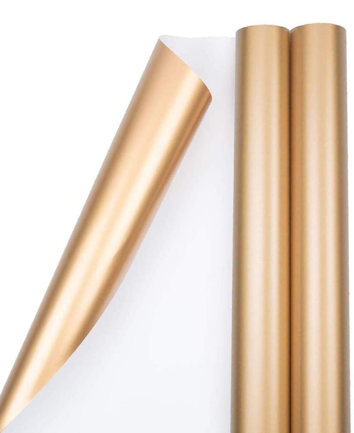 Jam Paper Gift Wrap 50 Square Feet Matte Wrapping Paper Rolls, Pack of 2 - Matte Gold-Tone