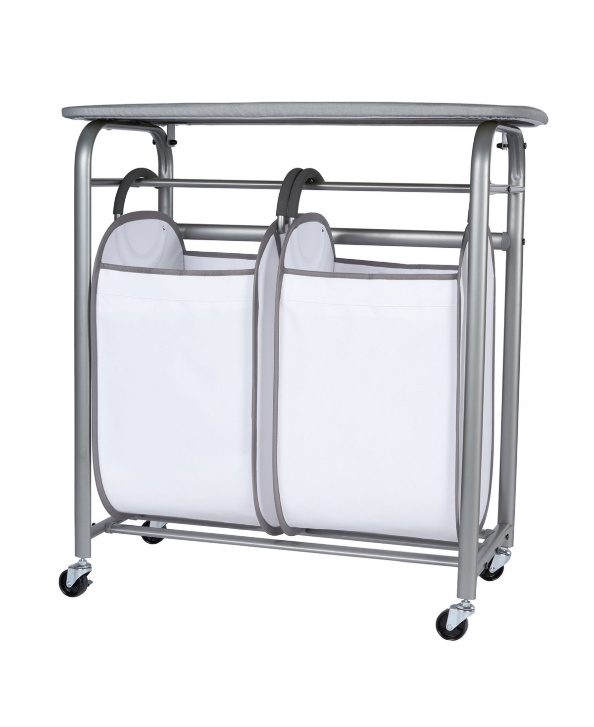 Easy Access Double Laundry Sorter with Folding Table - Brushed Nickel