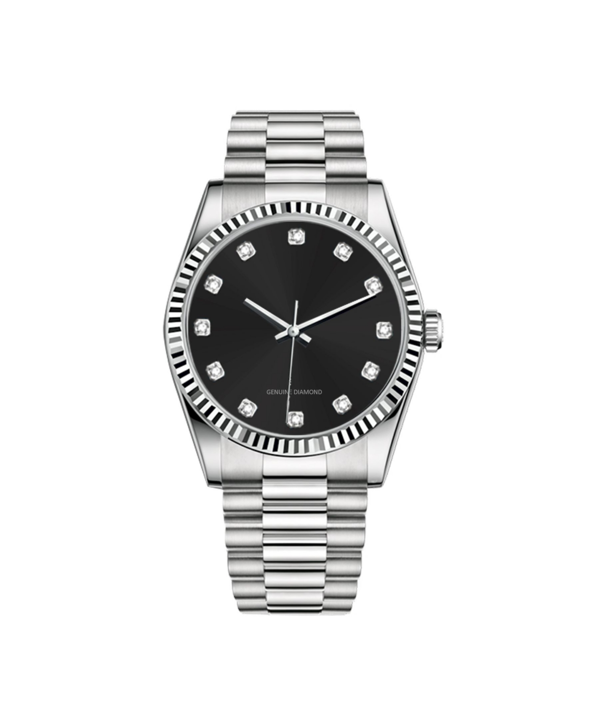Men's Shiny Black Analog Quartz Watch and Stackable Gift Set - Black
