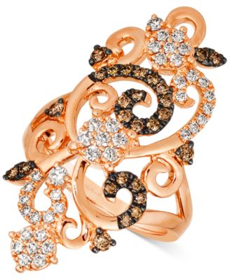 Le Vian - Nude Diamond (1/2 ct. t.w.) & Chocolate Diamond (3/8 ct. t.w.) Swirled Statement Ring in 14k Rose Gold