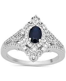 Sapphire (1/2 ct. t.w.) & Diamond (1/3 ct. t.w.) Cinderella Ring in 14k White Gold