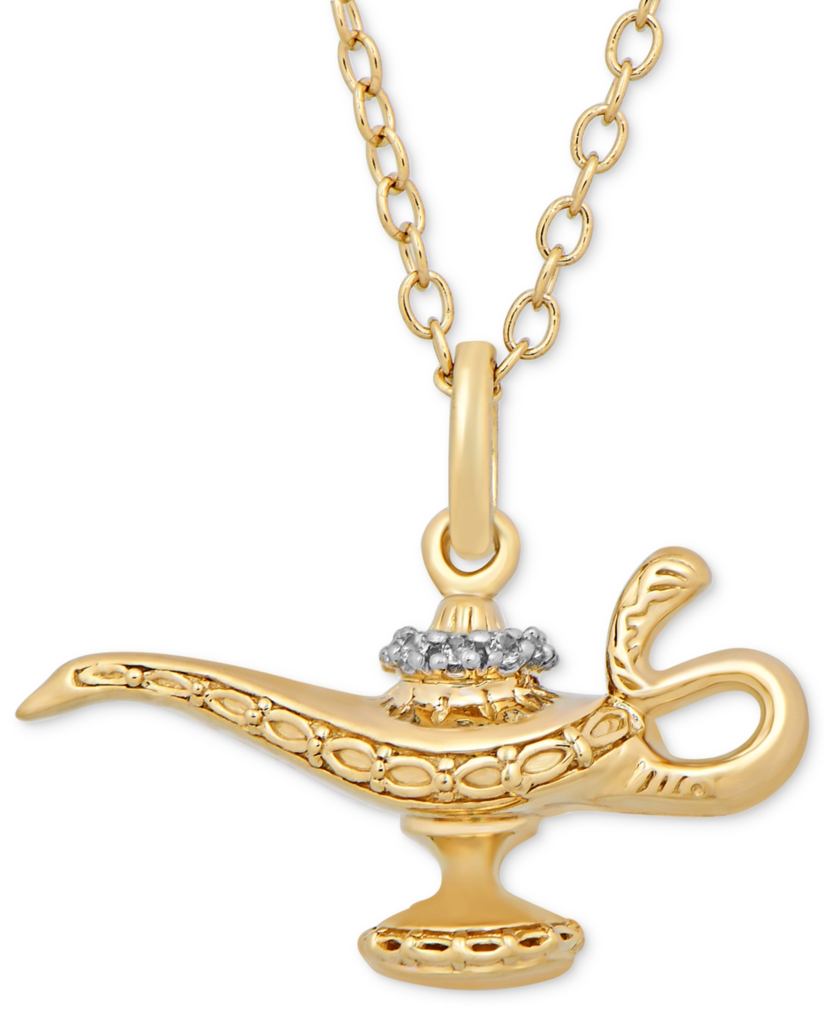 Enchanted Disney Fine Jewelry Diamond Accent Jasmine Lamp Pendant Necklace in 10k Gold, 16" + 2" extender
