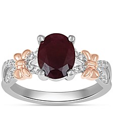 Lab-Created Ruby (2-1/3 ct. t.w.) & Diamond (1/10 ct. t.w.) Minnie Mouse Ring in Sterling Silver & 14k Rose Gold Plate