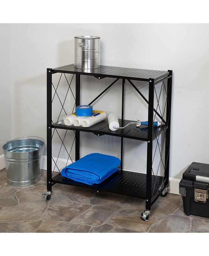 Honey Can Do - Collapsible 3-Tier Wheeled Metal Shelf