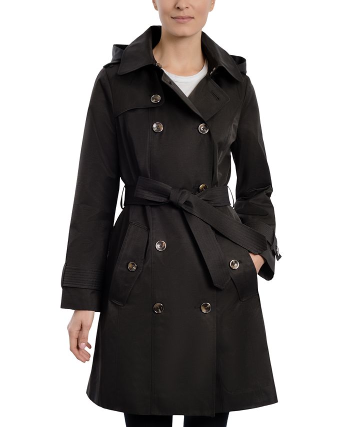 London Fog Women's Lightweight Hooded Double-Breasted Trench Coat - Macy's