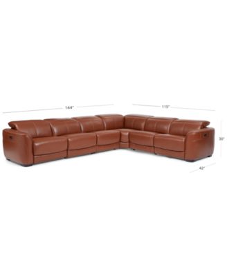 Lexanna 6-Pc. Leather Sectional with 3 Power Motion Recliners, Created for Macy's