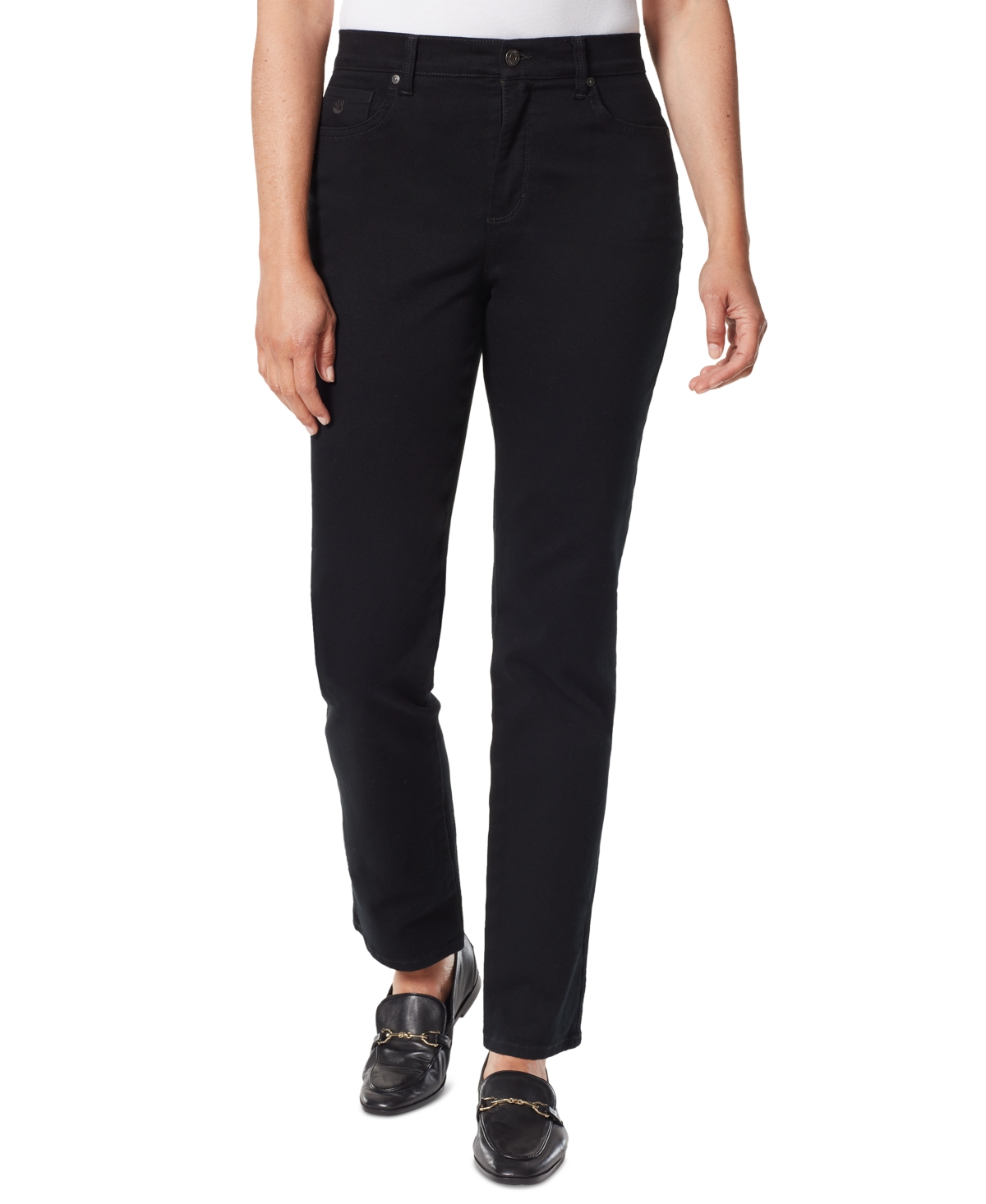 Shop Gloria Vanderbilt Petite Amanda High Rise Straight-leg Jeans, Petite & Petite Short In Black