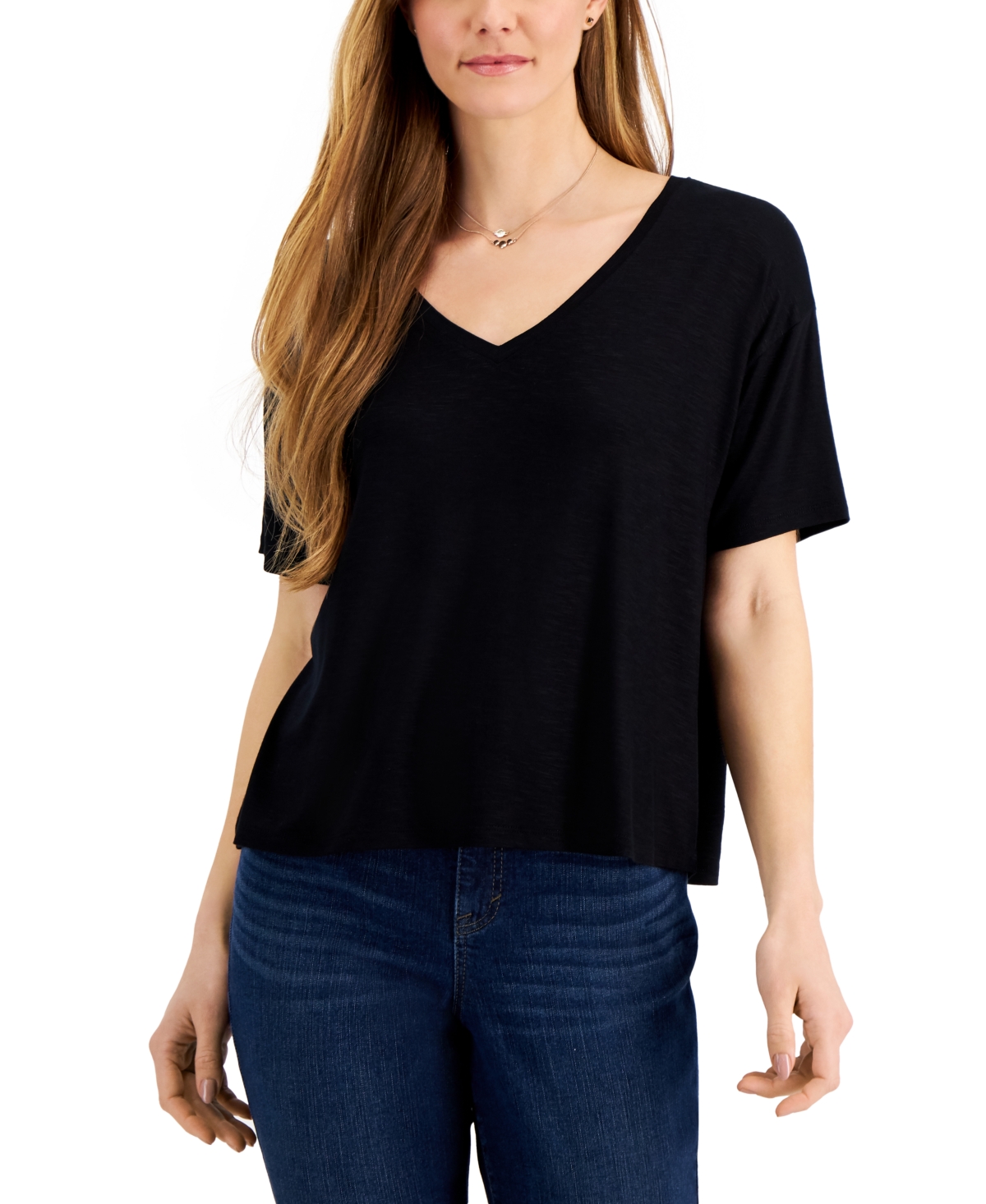 UPC 766380094090 - Style & Co Drapey V-Neck T-Shirt, Created for Macy's ...