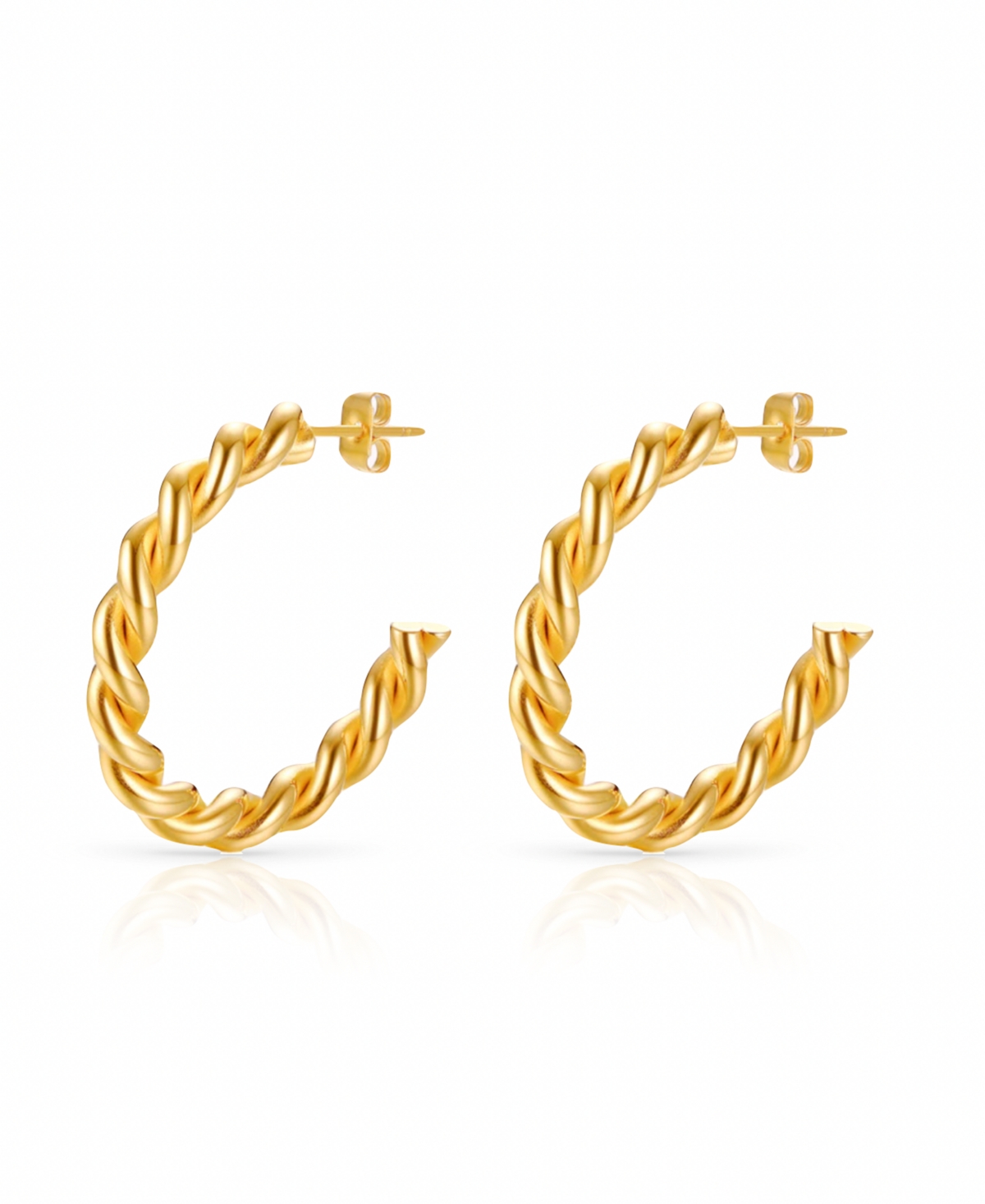Anti-Tarnish Twist Open Hoop Earrings - Gold Plated