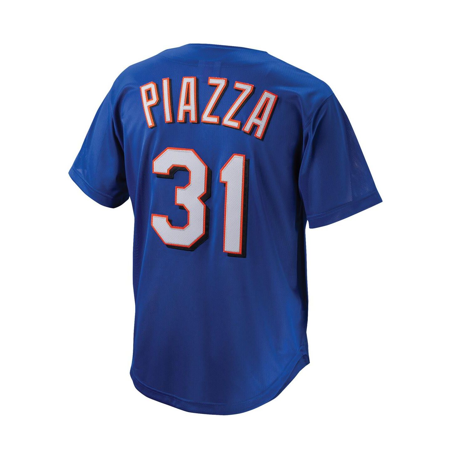 Мужской топ Mitchell & Ness Mike Piazza Royal New York Mets Cooperstown Collection Mesh Batting Practice Button-Up Jersey — фото 2