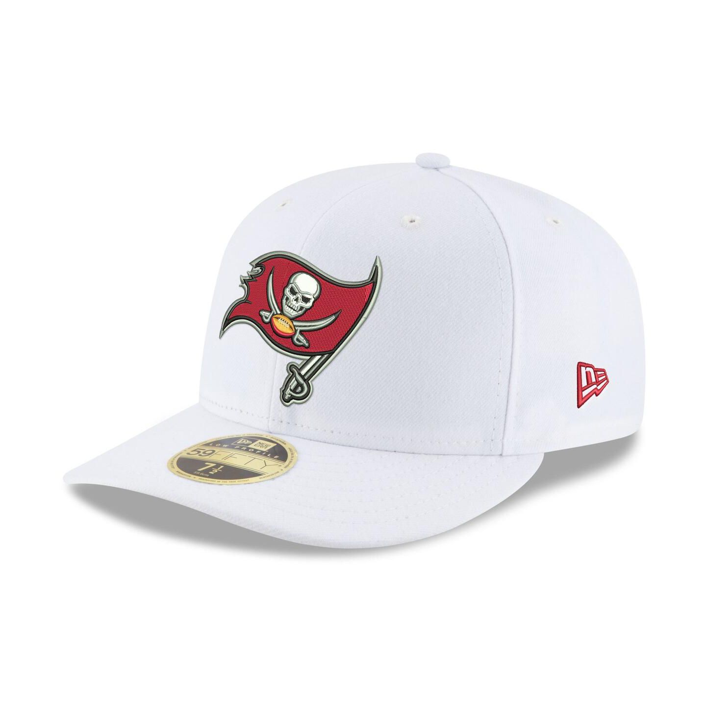 Мужская кепка New Era White Tampa Bay Buccaneers Team Logo Omaha Low Profile 59FIFTY Fitted Hat — фото 1