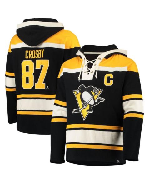 Мужское худи '47 Brand Sidney Crosby Black Pittsburgh Penguins Player Name and Number Lacer Pullover