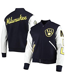 Men's Navy Milwaukee Brewers Varsity Logo Full-Zip Jacket