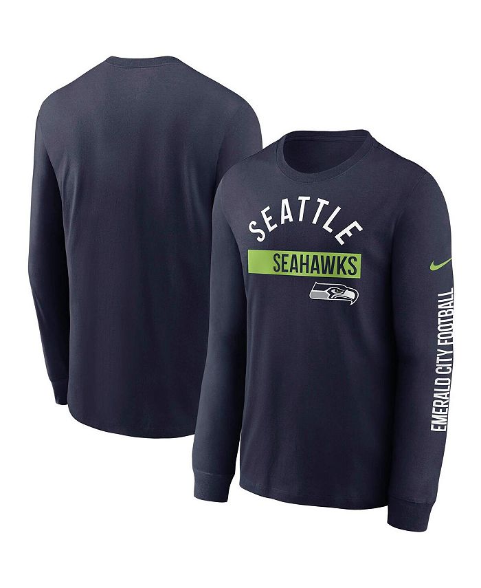 Nike Men's College Navy Seattle Seahawks Fan Gear Color Bar Long Sleeve ...