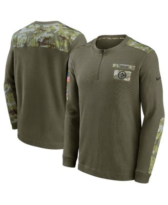 Men s Olive Pittsburgh Steelers 2021 Salute To Service Henley Long Sleeve Thermal Top Macy s