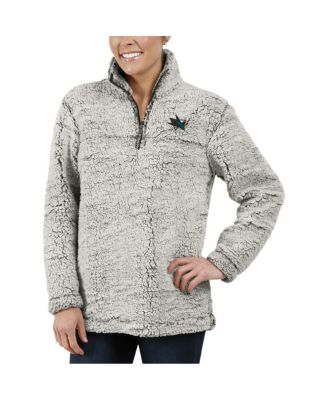 Women's Gray San Jose Sharks Sherpa Quarter-Zip Pullover Jacket