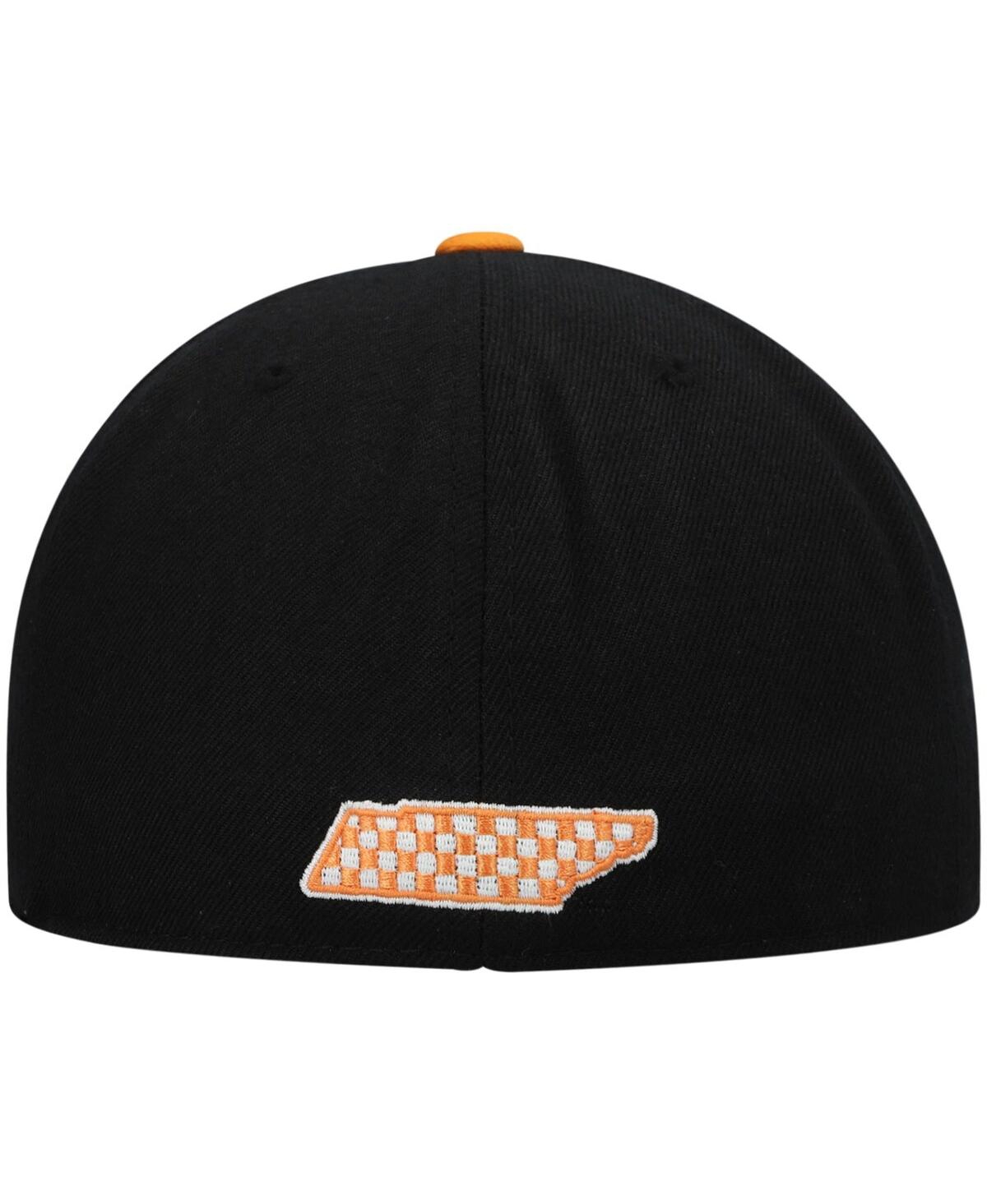 Top Of The World Men's Black And Tennessee Orange Tennessee Volunteers Team Color Two-tone Fitted Hat