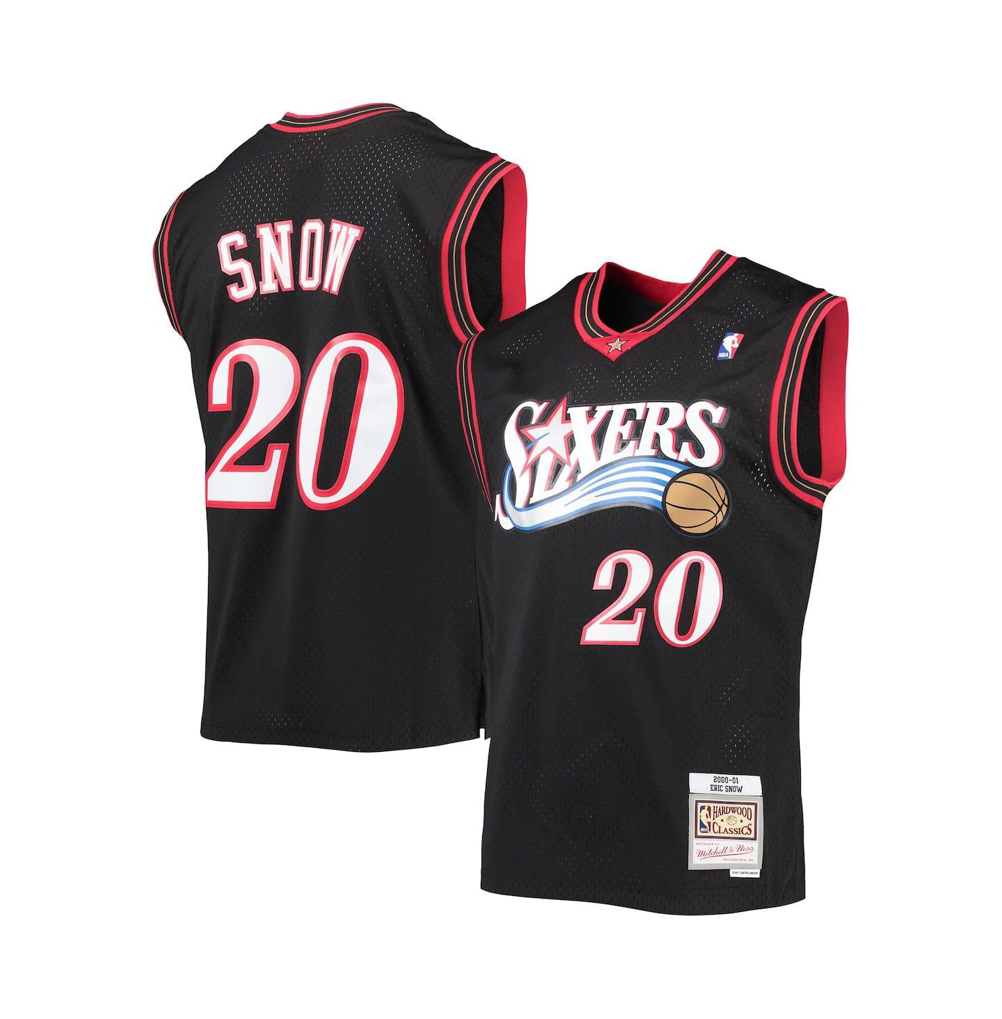 Мужской топ Mitchell & Ness Eric Snow Black Philadelphia 76ers 2000-01 Hardwood Classics Swingman Jersey — фото 1